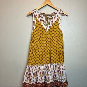 BaeVely Gold and Pink Ruffled Halter Sundress Size Medium‎